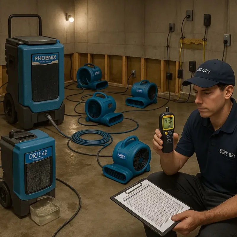 Structural Drying and Dehumidification process in Tarpey Village, CA